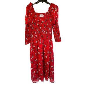 Urban Outfitters Dress S Women Cottagecore Peasant Boho Smocked Red